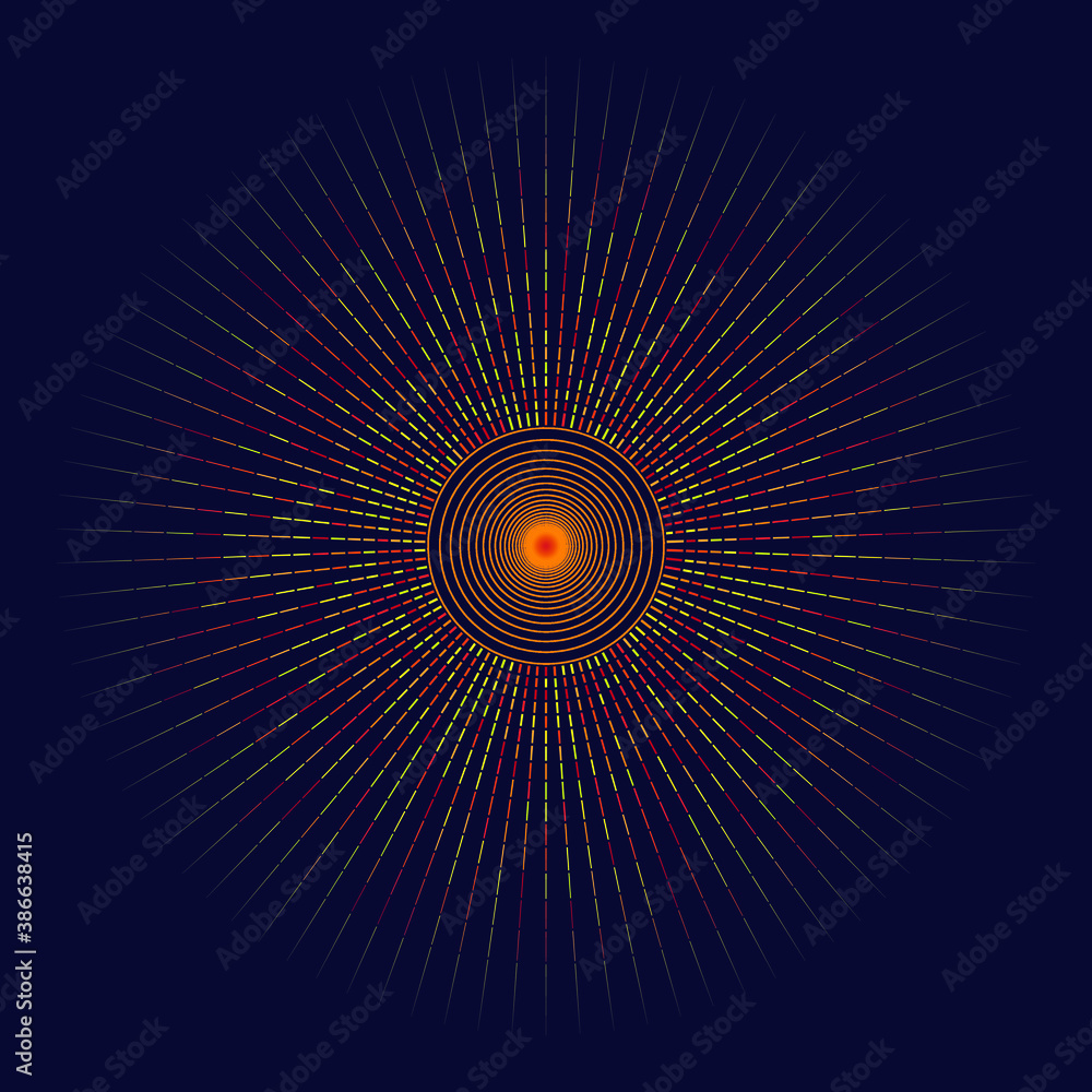 Orange sun and sunrays around it, tattoo concept. Logo or icon template. Orange sun and sunrays around it, tattoo concept. Logo or icon template.