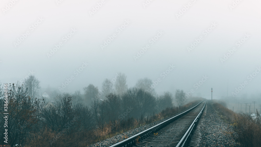 railway in fog