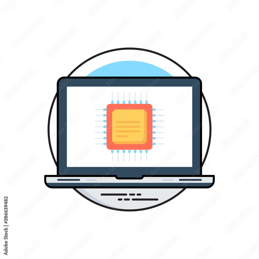 A microprocessor chip on laptop screen presenting computer electronics icon concept
A microprocessor chip on laptop screen presenting computer electronics icon concept