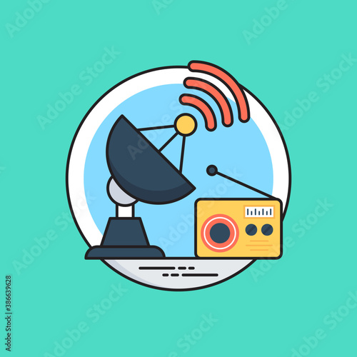 
Satellite based radio communication system icon design
