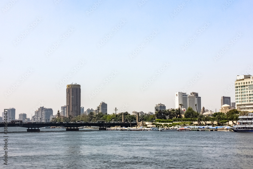 Egypt, Cairo - 05/05/2015: Walk around the city in the afternoon. Buildings and the Nile River. Egypt, Cairo - 05/05/2015: Walk around the city in the afternoon. Buildings and the Nile River.