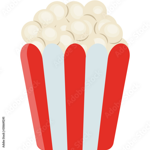 
Striped pattern paper container, containing popping out snacks, denoting popcorn icon 
