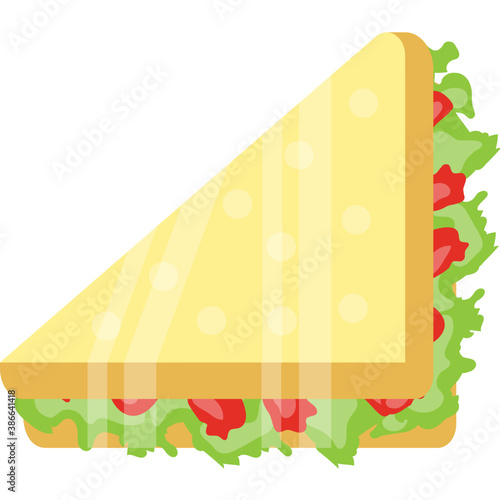 
Bread slices in triangle shape having veggies and cheese stuffing making a healthy snack depicting sandwich 
