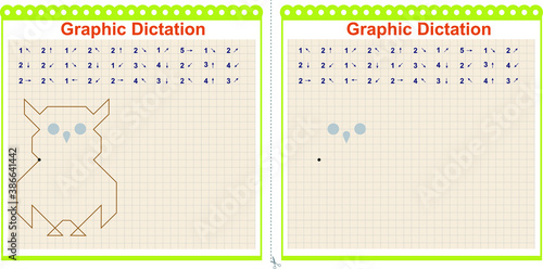 Draw a picture on the arrows. Cartoon graphic wise owl. Worksheet for children