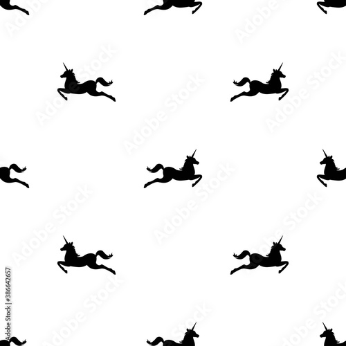 seamless fantasy pattern with unicorns. vector flat illustration.