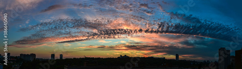 Kiev in the sunset sky cloud evening landscape panorama view landscape Ukraine june 2020 © Serhii