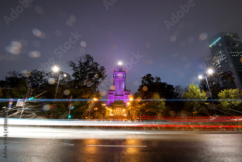 night city landscape with blurry traffic