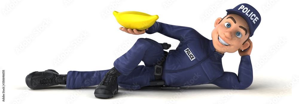 Fun 3D illustration of a cartoon Police Officer Fun 3D illustration of a cartoon Police Officer
