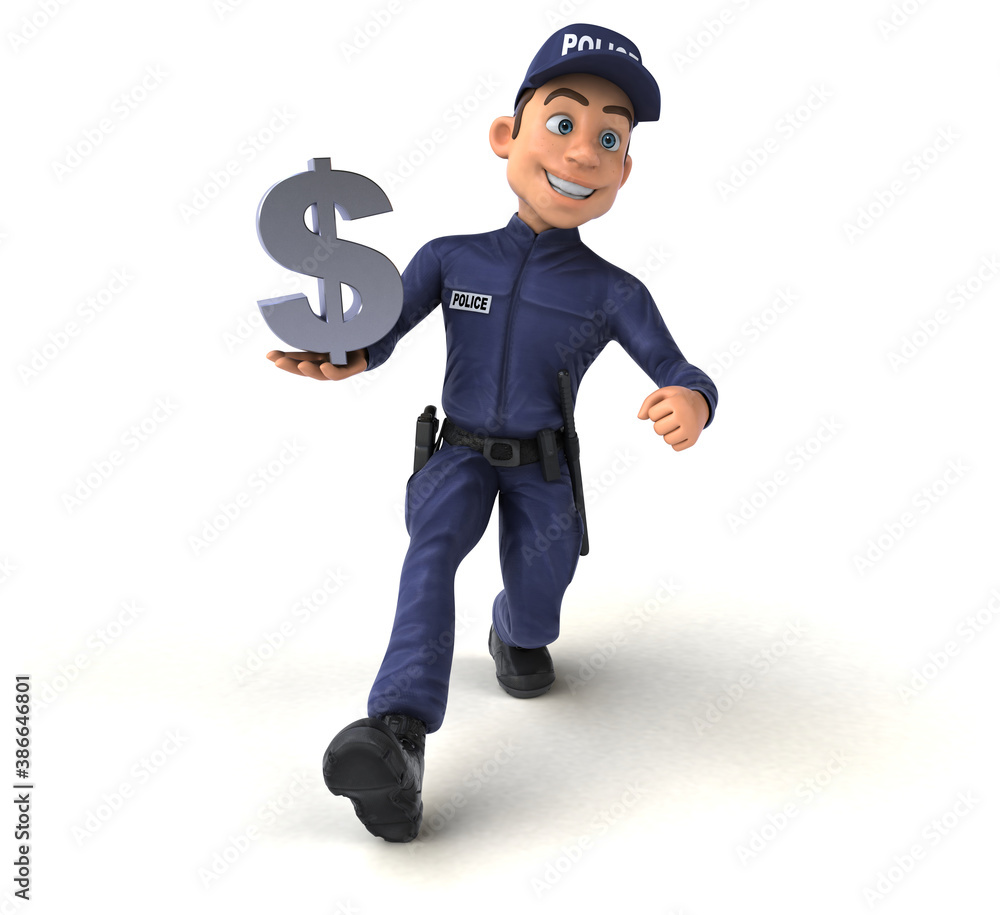 Fun 3D illustration of a cartoon Police Officer Fun 3D illustration of a cartoon Police Officer