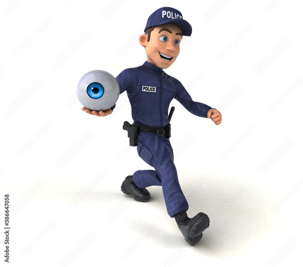 Fun 3D illustration of a cartoon Police Officer Fun 3D illustration of a cartoon Police Officer