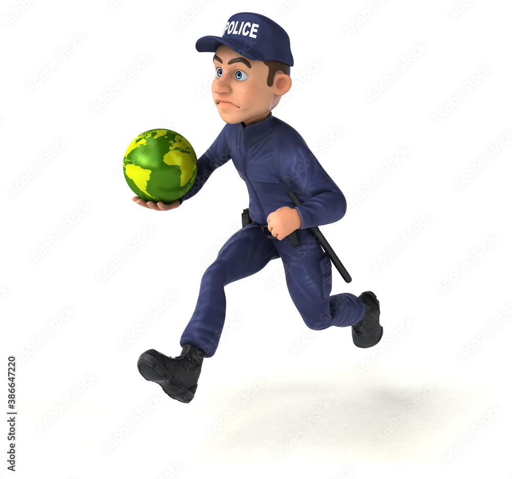 Fun 3D illustration of a cartoon Police Officer Fun 3D illustration of a cartoon Police Officer