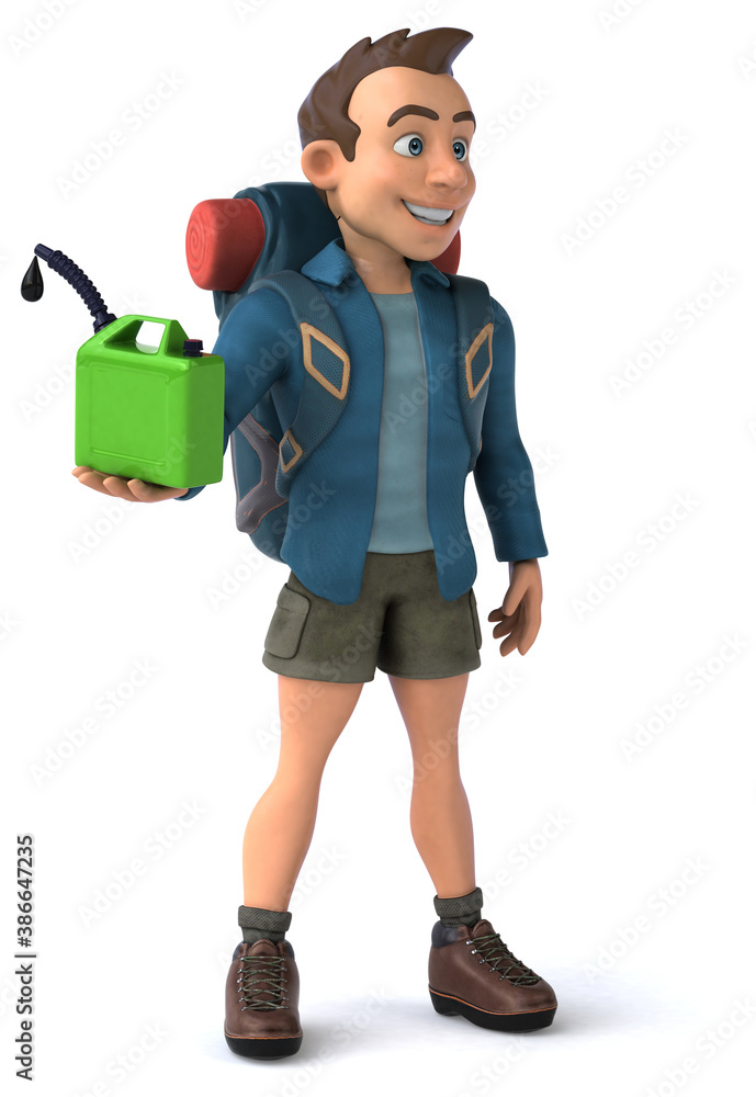Fun illustration of a 3D cartoon backpacker Fun illustration of a 3D cartoon backpacker
