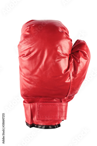 Close up to a red boxing glove isolated on a white background © Graphic PhotoArt