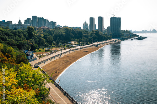 Obraz na płótnie Panoramic view of Amur river and city in Khabarovsk, Russia w salonie