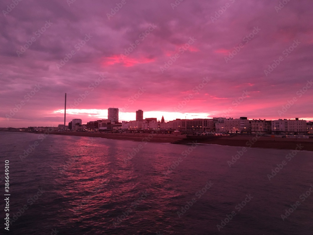 sunset over the city