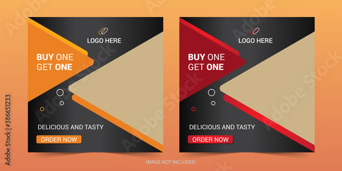 Food menu banner template, Social media food template, food banner, Instagram Post , Food template with orange, advertainment, Ad banner, menu design, Web banner, Travel banner. photo