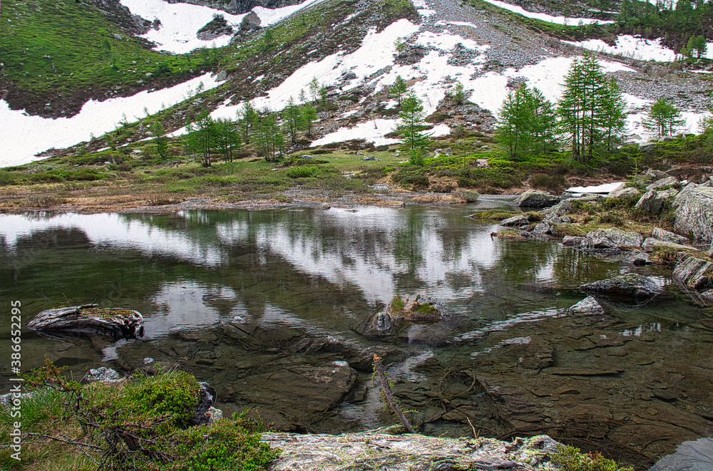 Lake Arpy 2066m. Alps, Italy. Aosta Valley Region. HDR. Lake Arpy 2066m. Alps, Italy. Aosta Valley Region. HDR.