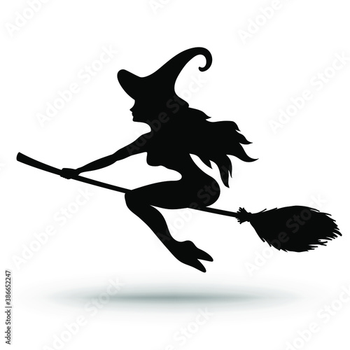 Witch of darkness on halloween night. Halloween sign isolated on white. Vector illustration.