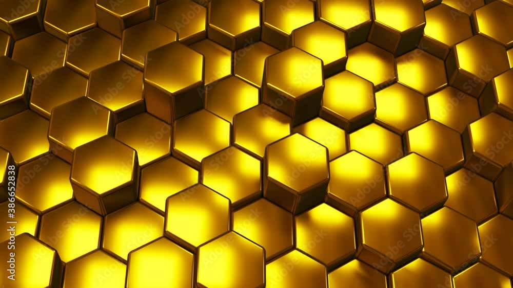 Abstract gold futuristic hexagons 3D surface pattern, Hexagonal golden wall moving in loop. Abstract futuristic surface of hexagonal pattern. 4K Honeycomb Looped Seamless 3D Animation.
Abstract gold futuristic hexagons 3D surface pattern, Hexagonal golden wall moving in loop. Abstract futuristic surface of hexagonal pattern. 4K Honeycomb Looped Seamless 3D Animation.
