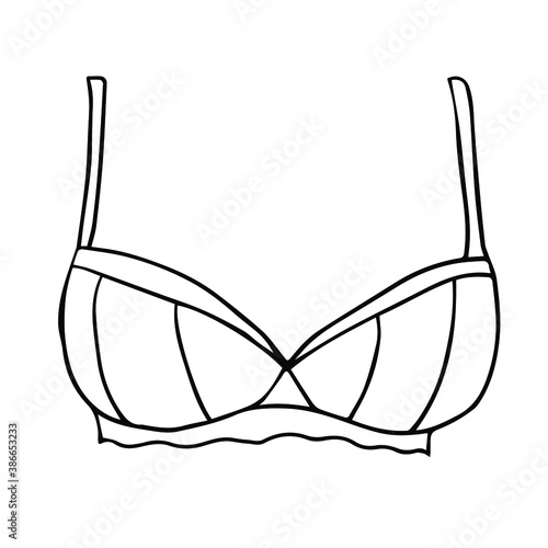 Sketch of a bra. Women's underwear. Vector element for the design.