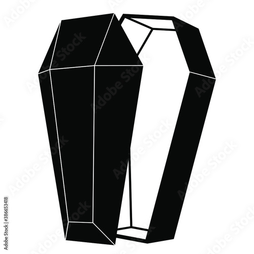 The coffin silhouette. Vampire's coffin. Halloween sign isolated on white. Vector illustration.