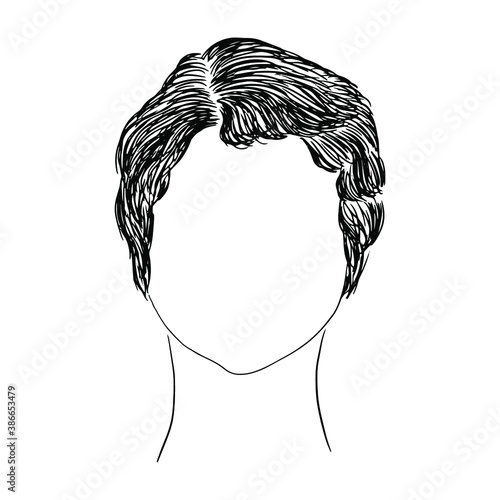 Girl with short wavy hair. Vector. Doodle illustrations.