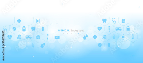 Abstract Medical Background with Flat Icons and Symbols. Medical Background Concept. Vector EPS 10