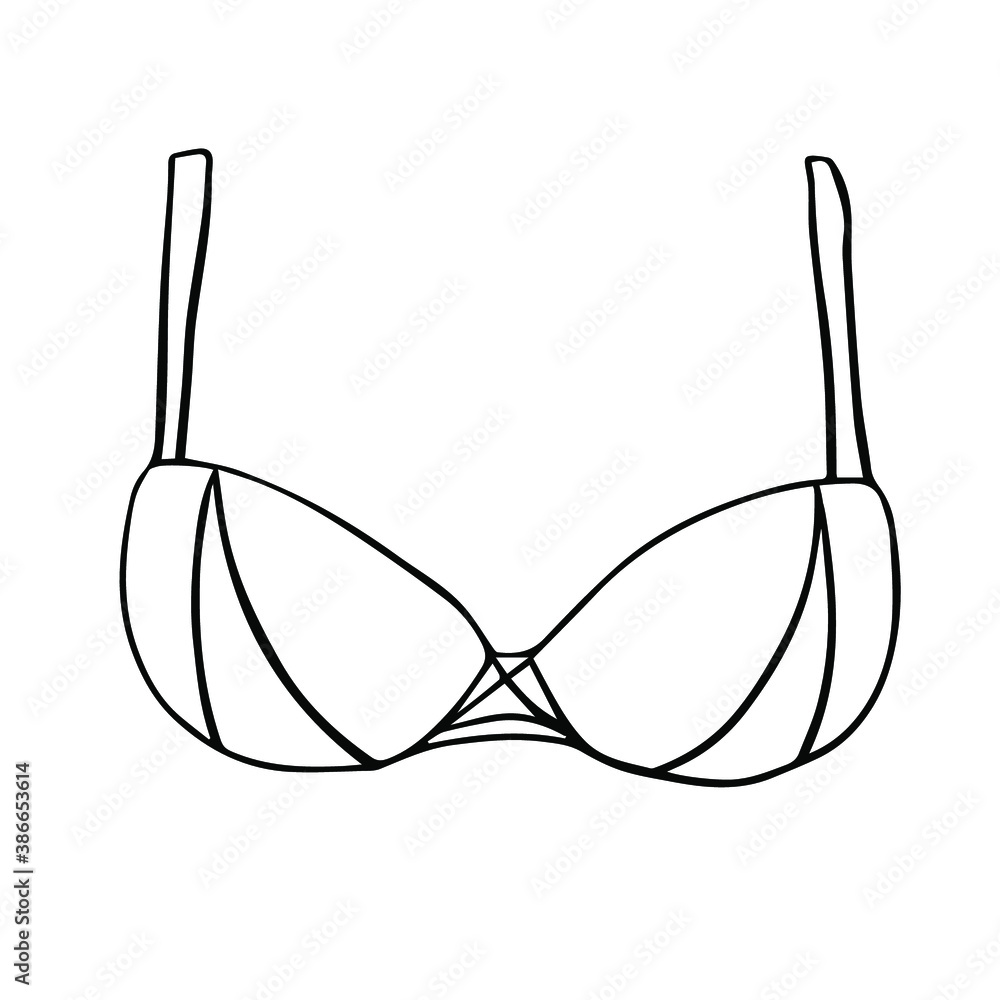 Sketch of female bra. Vector outlines element for design. Doodle style. Sketch of female bra. Vector outlines element for design. Doodle style.