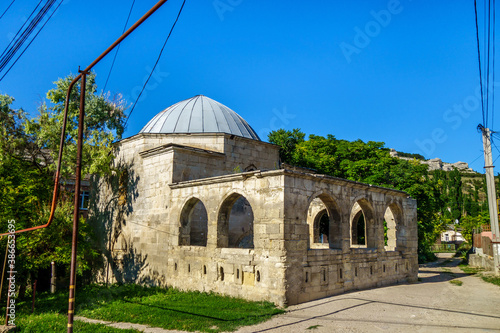 Building of Eski Durbe, most ancient mausoleum in Bakhchisaray, Crimea. Built around XIV century in times of Golden Horde. Who was buried is unknown, presumably bey or prince photo