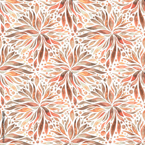 Seamless watercolor floral pattern in soft pink tones on a white background. 