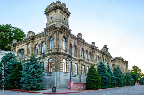Corner tower of Romanov women's gymnasium in Kerch, Crimea. School was built to celebrate jubelee of Tsar's dinasty. Now it's one of most attractive old buildings in city