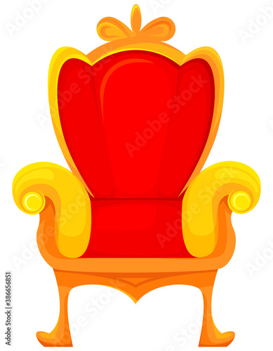 Red and gold royal throne. King chair in cartoon style.