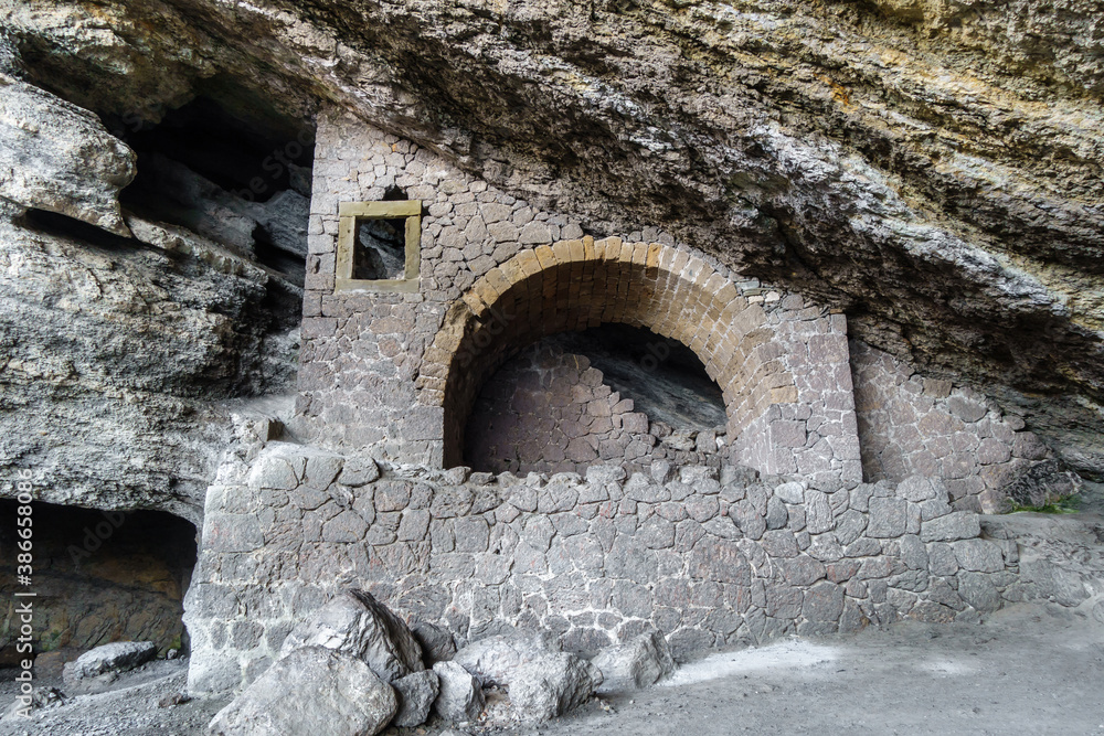 One of constructions inside Chaliapin Grotto, Novyi Svit, Crimea. Cave was found & used by ancient Christian monks, much later became wine storage. Now underground is tourist attraction