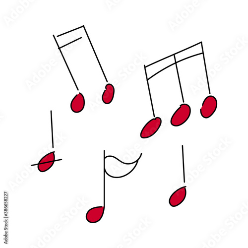 Hand-drawn vector musical notes. Musical notation. Flat.