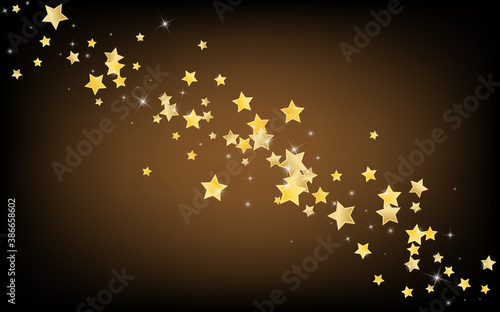 Gold Christmas Stars Vector Brown Background. 