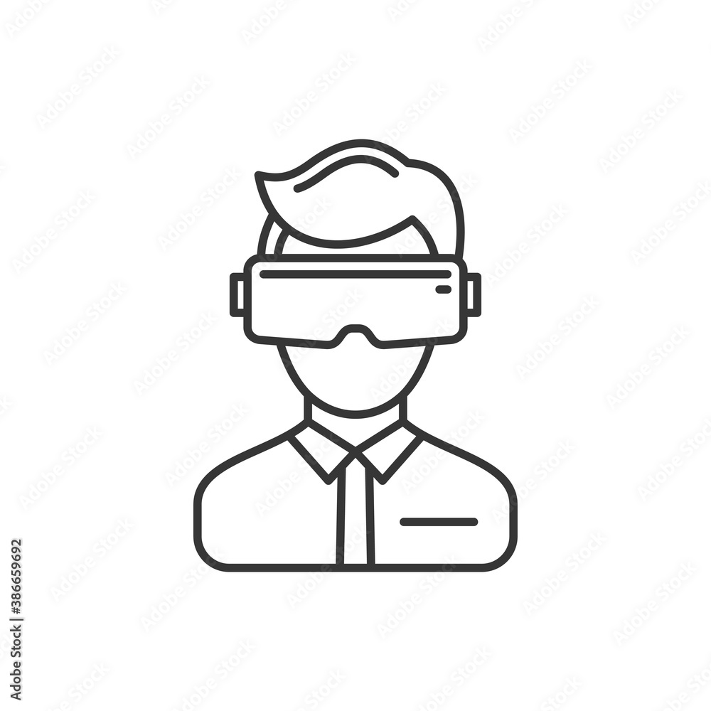 Virtual Reality Headset Icon on White Background. Vector Virtual Reality Headset Icon on White Background. Vector