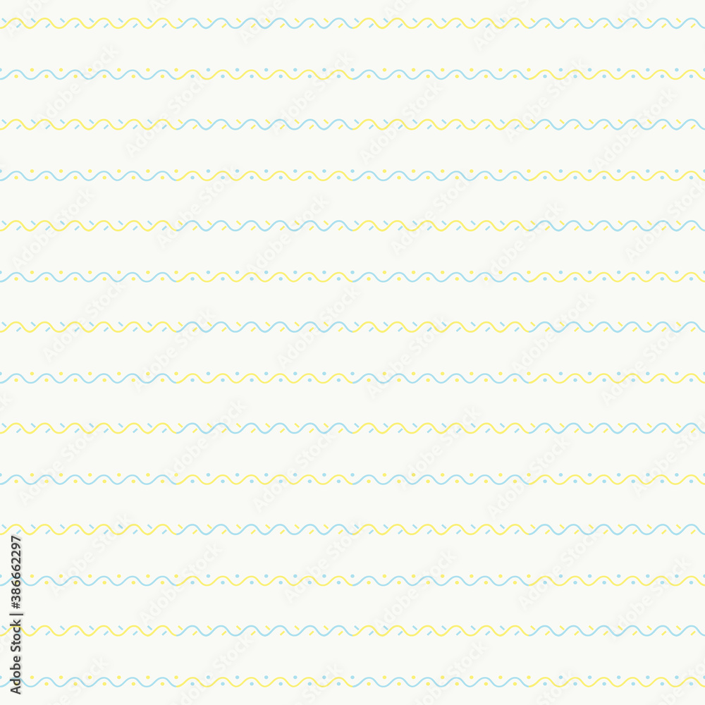 Vector seamless pattern with yellow and blue wavy stripes on black backdrop. Print for fabric and textile, web page background, gift and wrapping paper, greeting cards, scrapbooking album, decoration Vector seamless pattern with yellow and blue wavy stripes on black backdrop. Print for fabric and textile, web page background, gift and wrapping paper, greeting cards, scrapbooking album, decoration