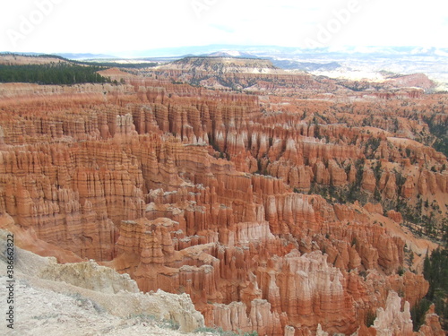Stunning Bryce Canyon, Utah, USA. Spectacular bright orange rock formations, created by natural erosion.