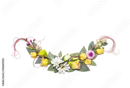 Floral decor of flowers on a white background