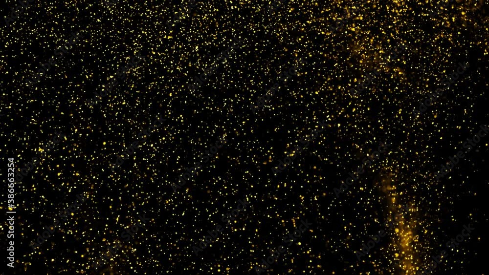 Gold dust particles fly in slow motion in the air lingering slowly. Dust Particles Background Bokeh Lights Background on Black Background 4k Footage Snow Particles Background. Gold dust particles fly in slow motion in the air lingering slowly. Dust Particles Background Bokeh Lights Background on Black Background 4k Footage Snow Particles Background.