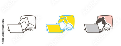 仕事で疲れた女性のイラスト