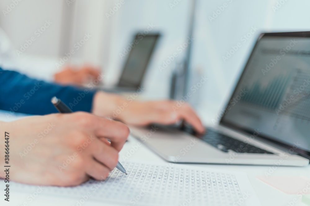 close up. image of a businessman checking financial data close up. image of a businessman checking financial data