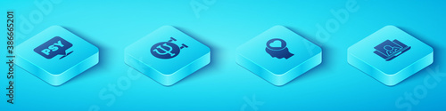 Set Isometric Psychology, Psi, , Psychologist online and Broken heart or divorce icon. Vector.