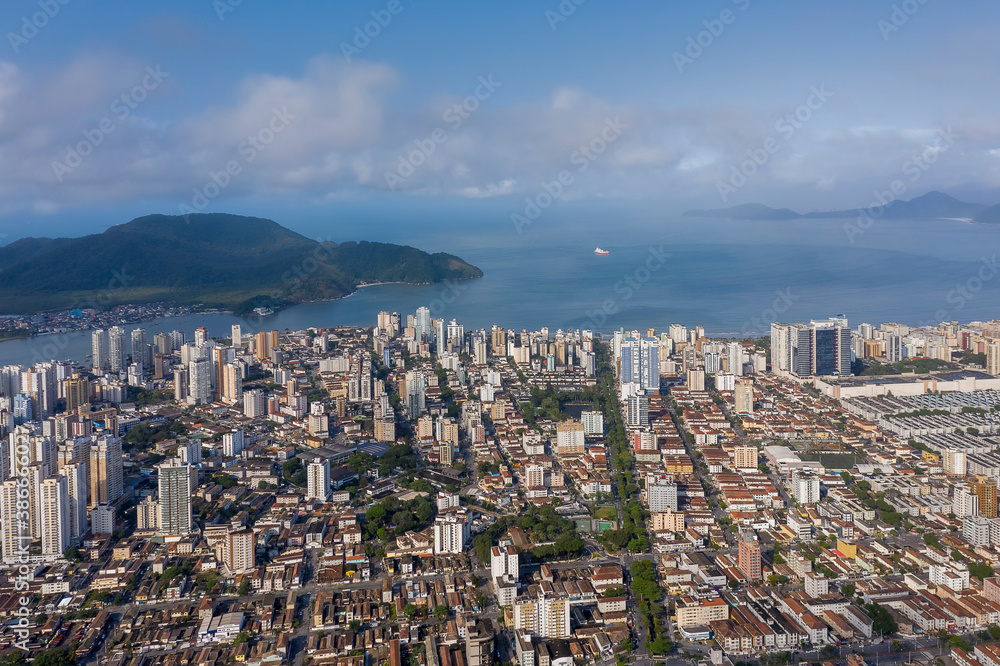 Santos city in Sao Paulo, Brazil, seen from above