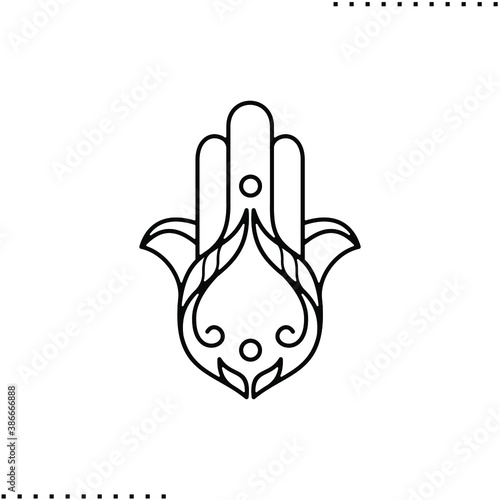 hamsa open palm vector icon in outline
