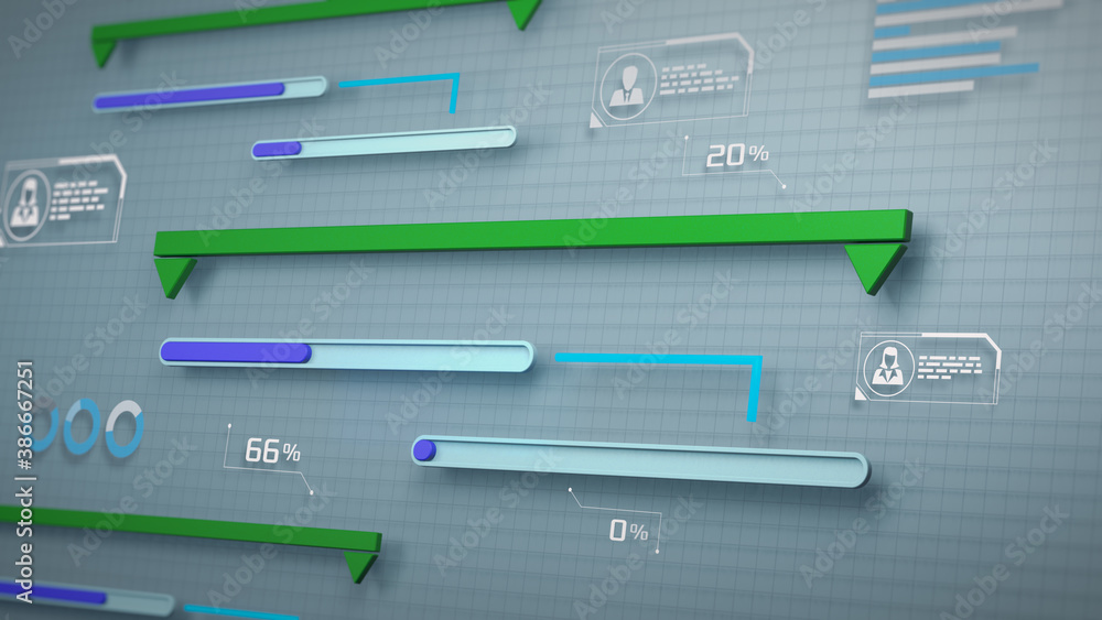 project manager software, futuristic interface, gantt chart (3d render) project manager software, futuristic interface, gantt chart (3d render)