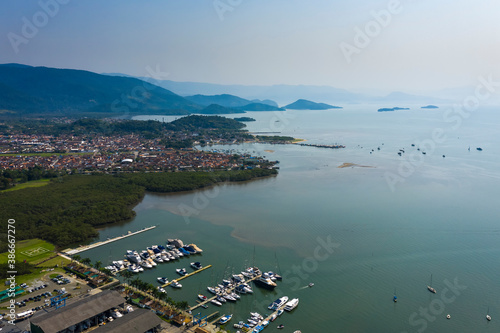 boats in the port of Paraty seen from above, Rio de Janeiro, Brazil