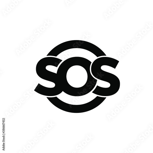 sos black with circle  logo icon design vector