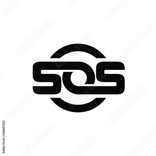 sos black with circle  logo icon design vector