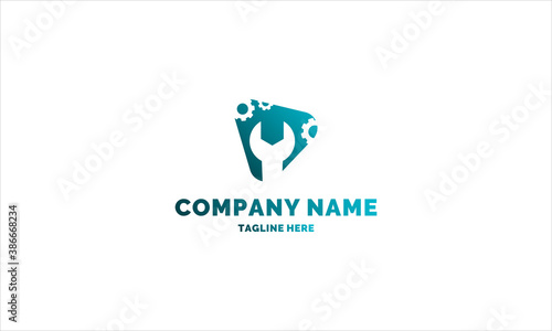 wrench or spanner and gear logo template for any company or individual